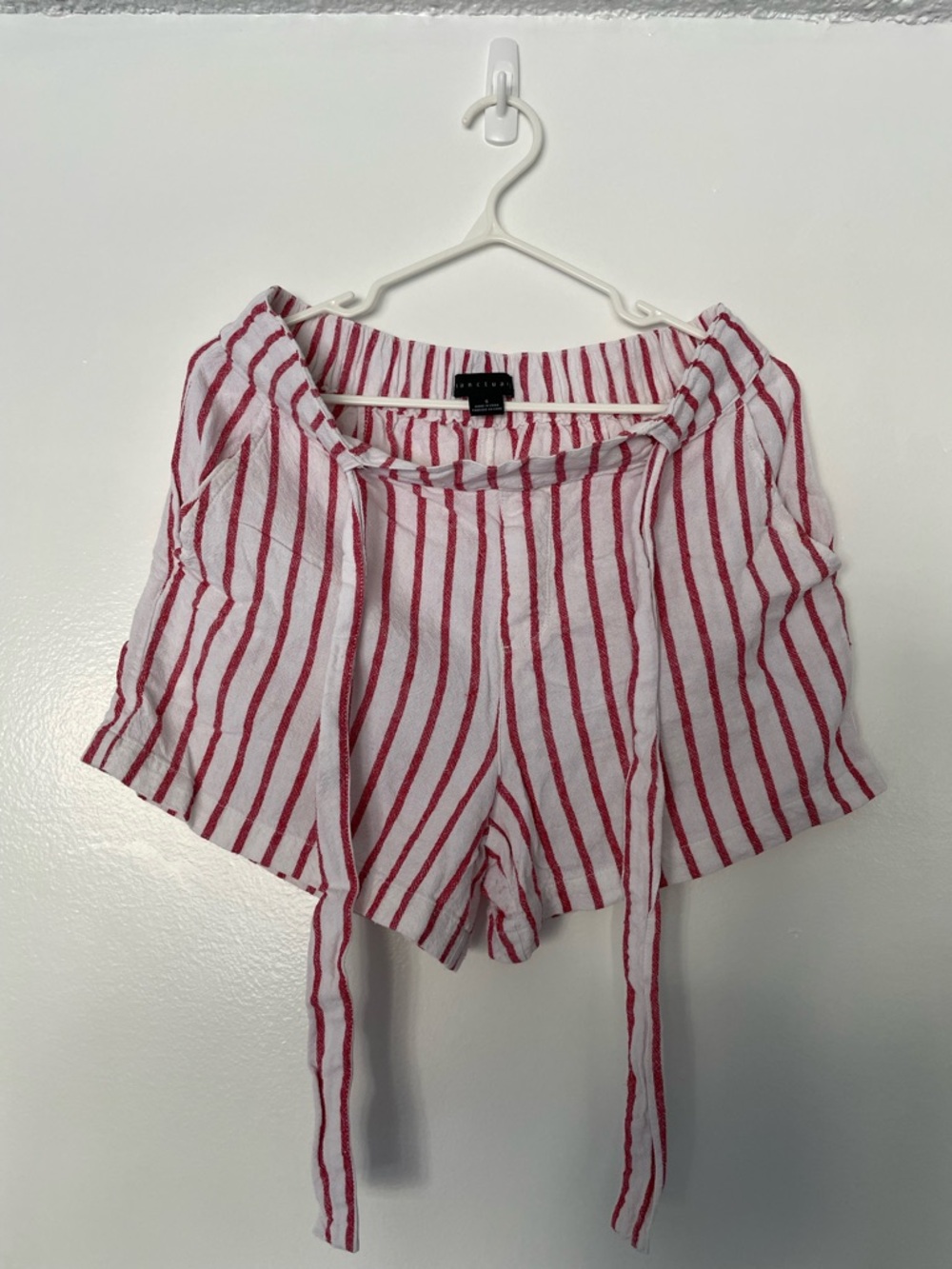 Sanctuary Red and White Striped Elastic-Waist Shorts